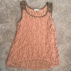 Blush lace tank top
